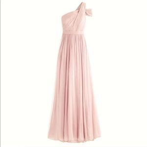 J Crew Cara Silk Chiffon Misty Rose One Shoulder Bridesmaid Dress Full Length